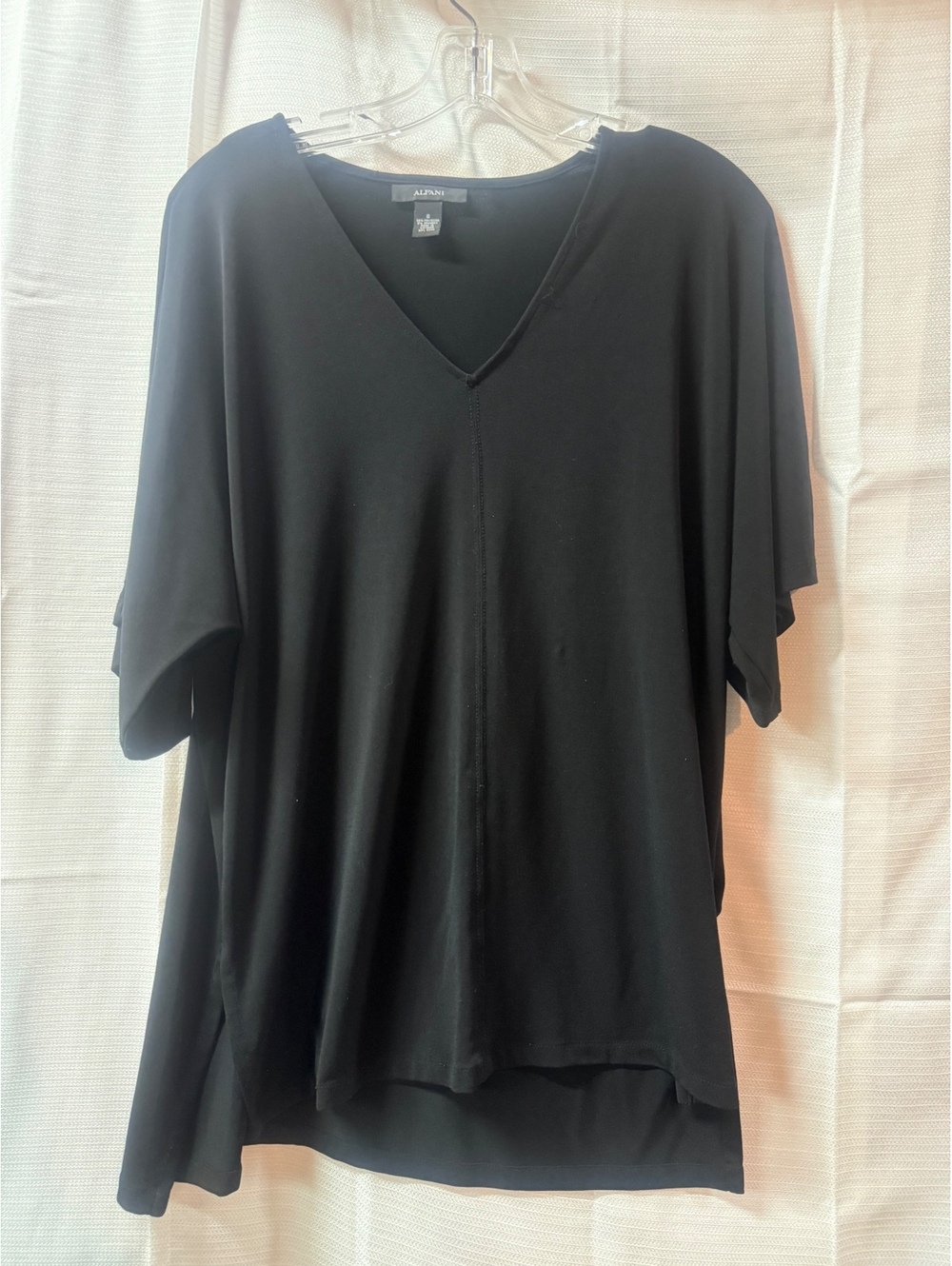 Alfani Black V-Neck Short Sleeve Top Size S